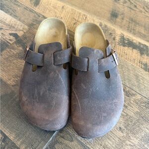 Birkenstock Brown Suede Clog with Side Buckle